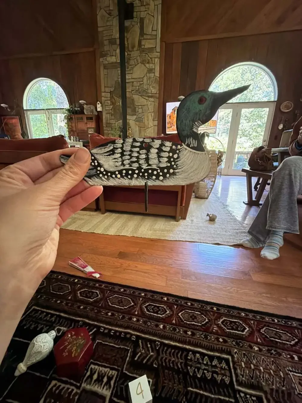 Hand-Painted Metal Loon Wall Hook Decor